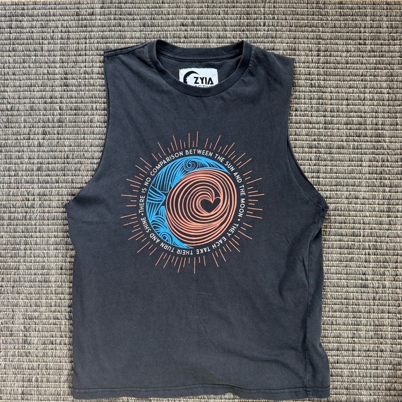 ZYIA Black Muscle Tee with Colorful Graphic - Picture 1 of 3